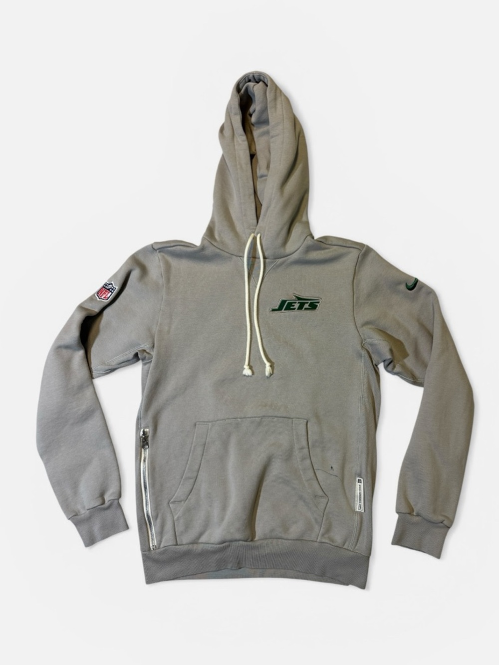 Nike mens S Small gray New York Jets fleece player issue fleece hoodie